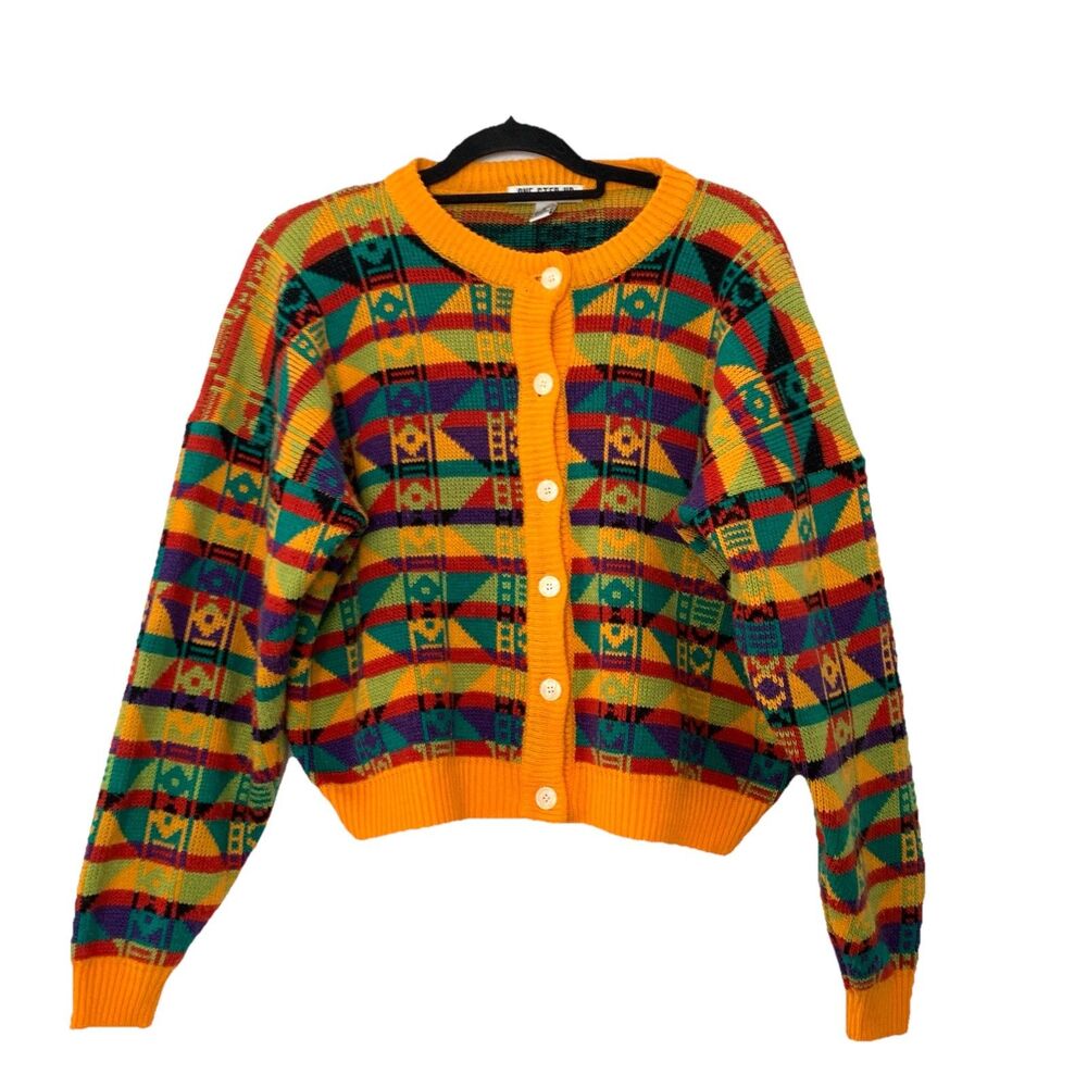 Vtg One Step Up Mens Large Sweater Cardigan Grandpa Bill Cosby Steve Urkel